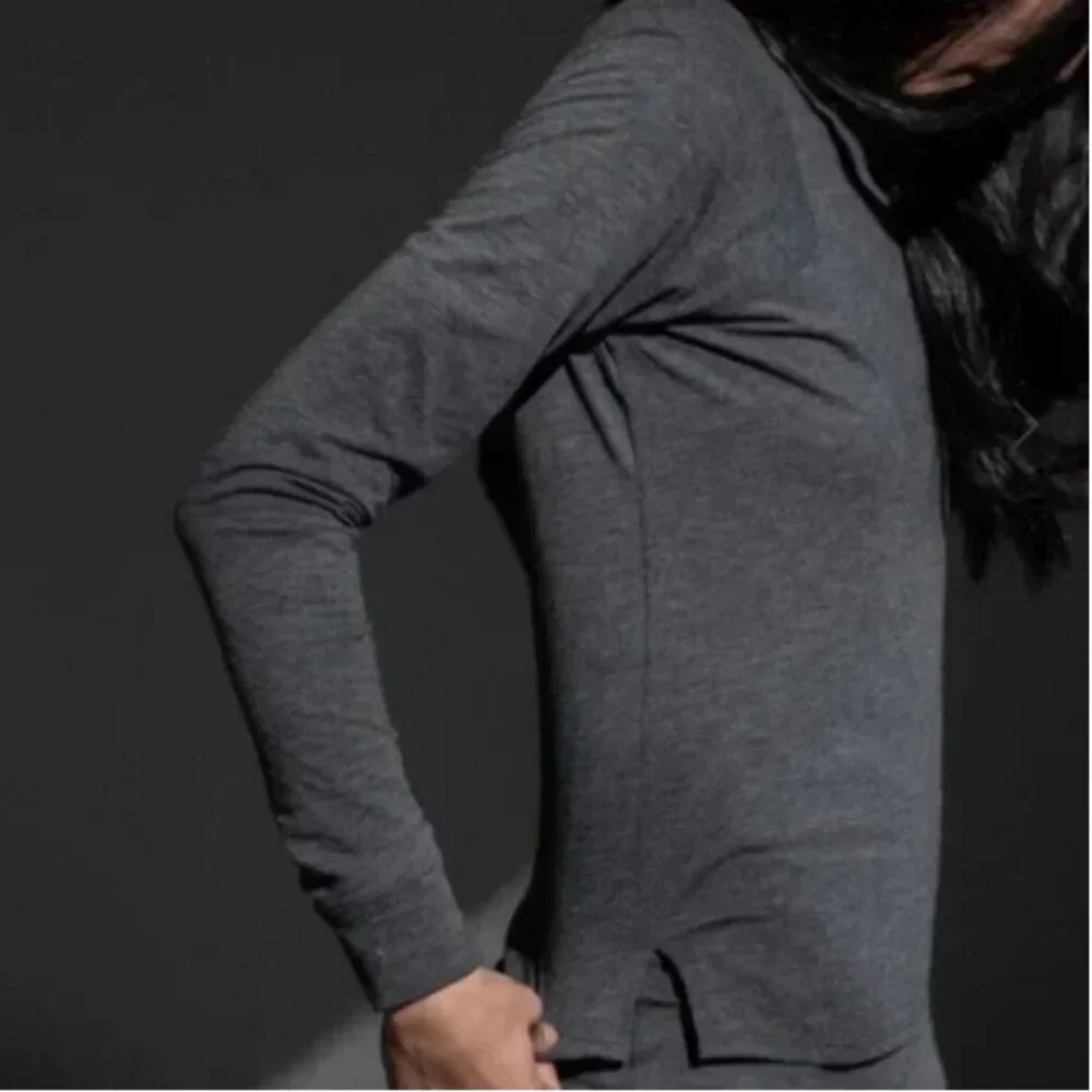 LLUNYA I Gray Grey Relaxed Good in Bed Crew Neck Long Sleeve Lounge Shirt, M - Picture 5 of 16